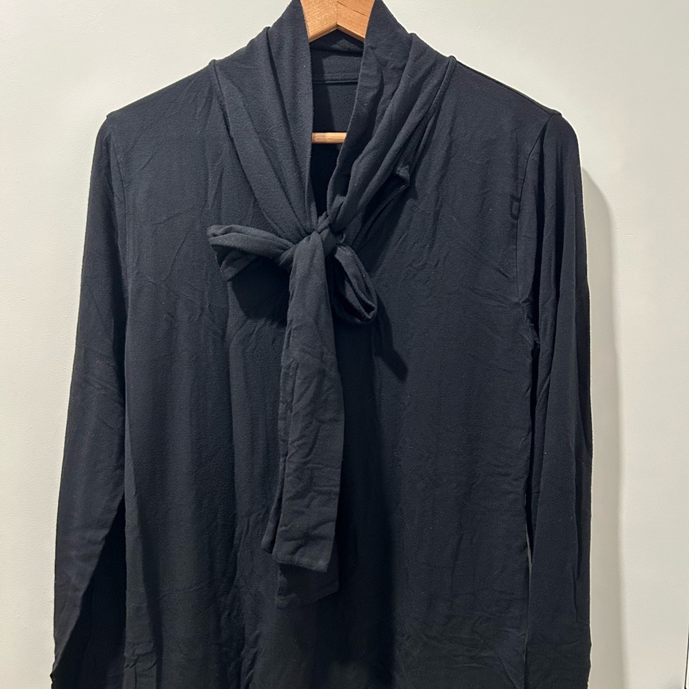 J. Crew Black Long Sleeve Blouse with Tie Neck